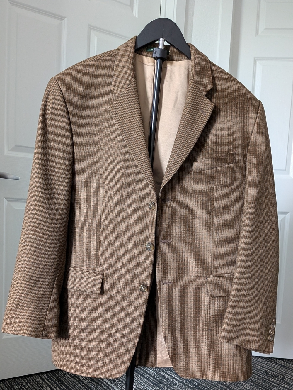 Lauren Ralph Lauren Wool Blazer – Brown Houndstooth – Classic Tailored Jacket